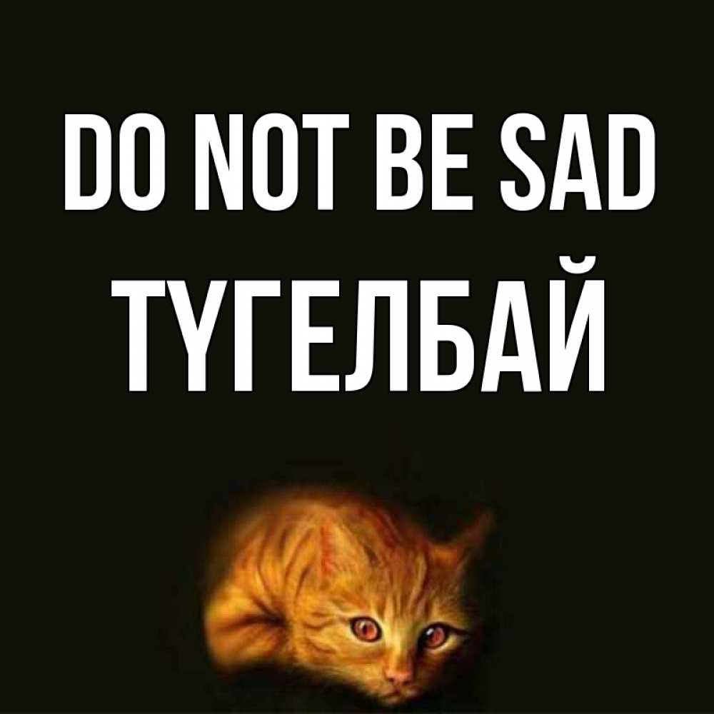Greetings card с именем, ТҮГЕЛБАЙ Do not be sad лежащий кот в темноте Greetings with text for free download 