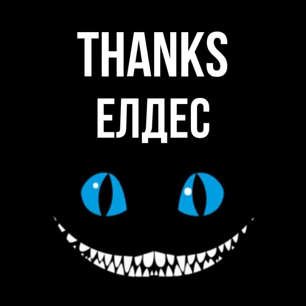 Greetings card с именем, Елдес Thanks благодарю от чеширика Greetings with text for free download 