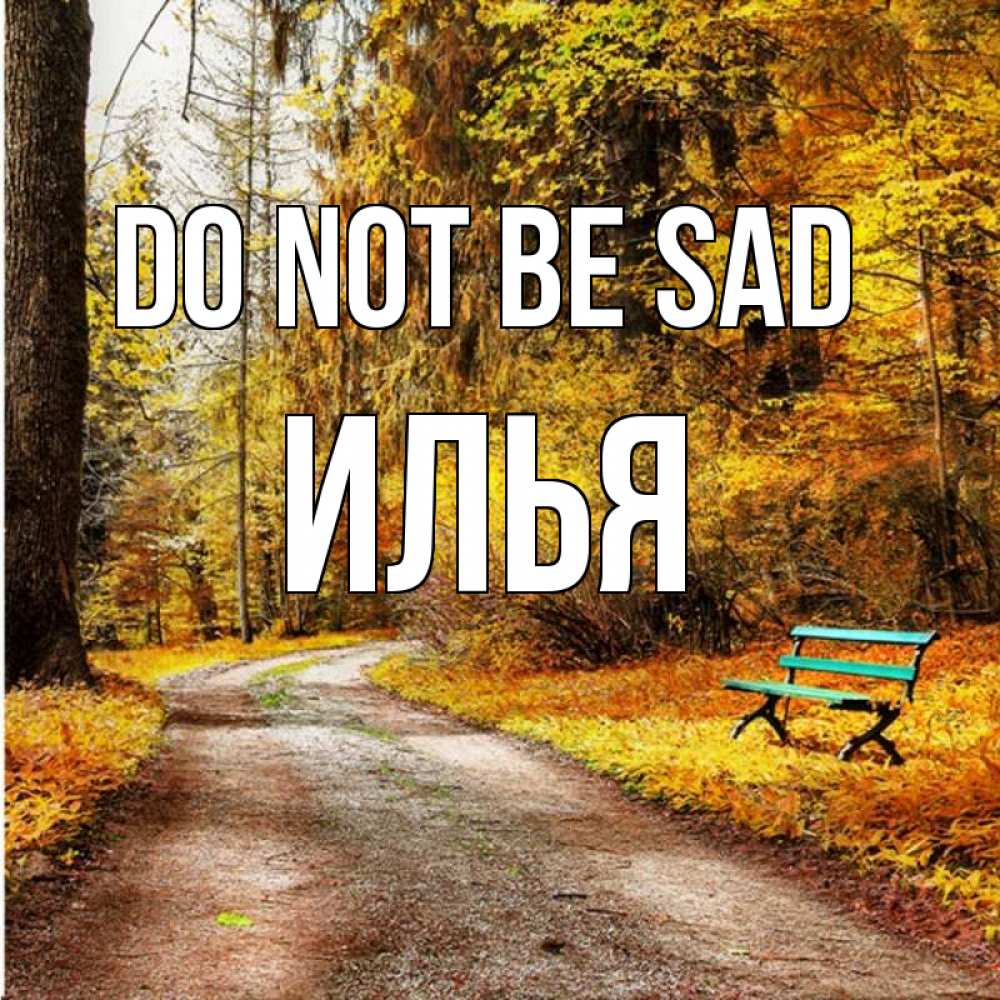 Greetings card с именем, Илья Do not be sad зеленая лавочка Greetings with text for free download 