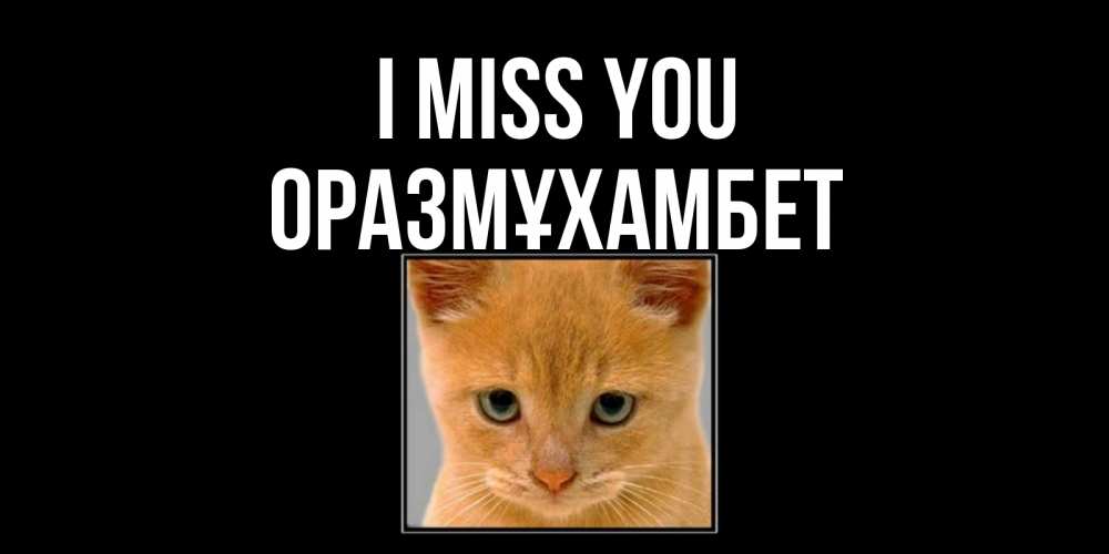 Greetings card с именем, ОРАЗМҰХАМБЕТ I miss you открытки рыжий котенок скучает по тебе Greetings with text for free download 