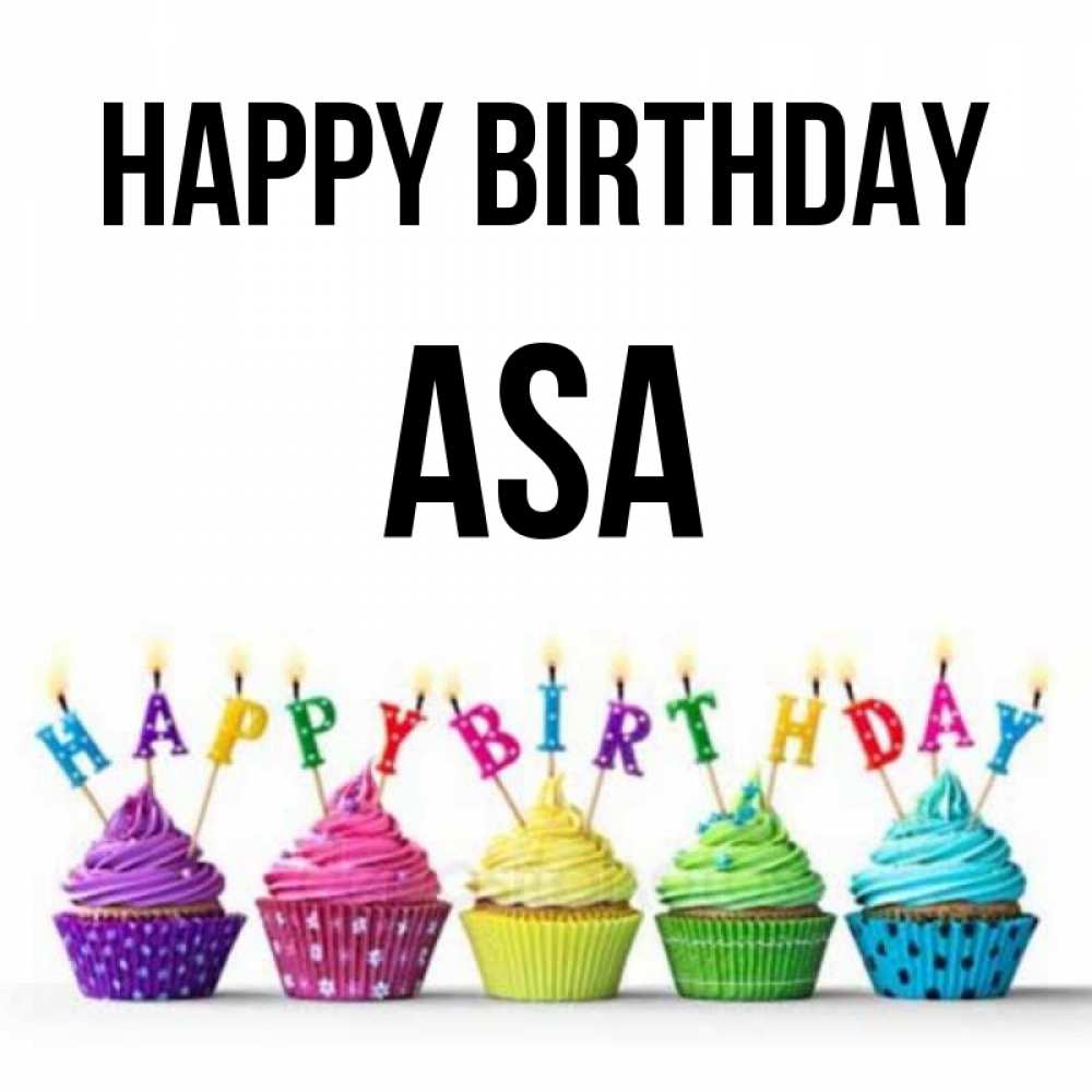 Greetings card с именем, Asa Happy Birthday открытка ко дню рождения с разноцветными вкусняшками Greetings with text for free download 