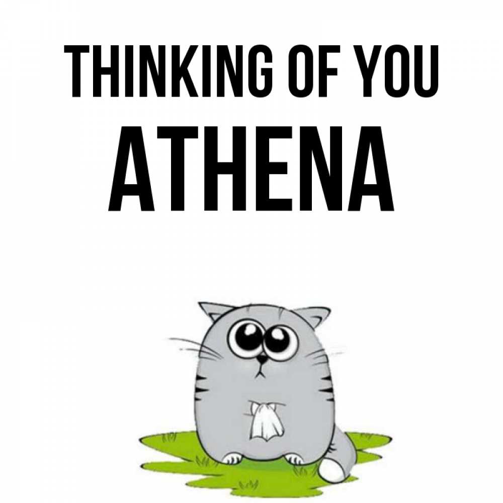 Greetings card с именем, Athena Thinking of you тоска с платочком Greetings with text for free download 