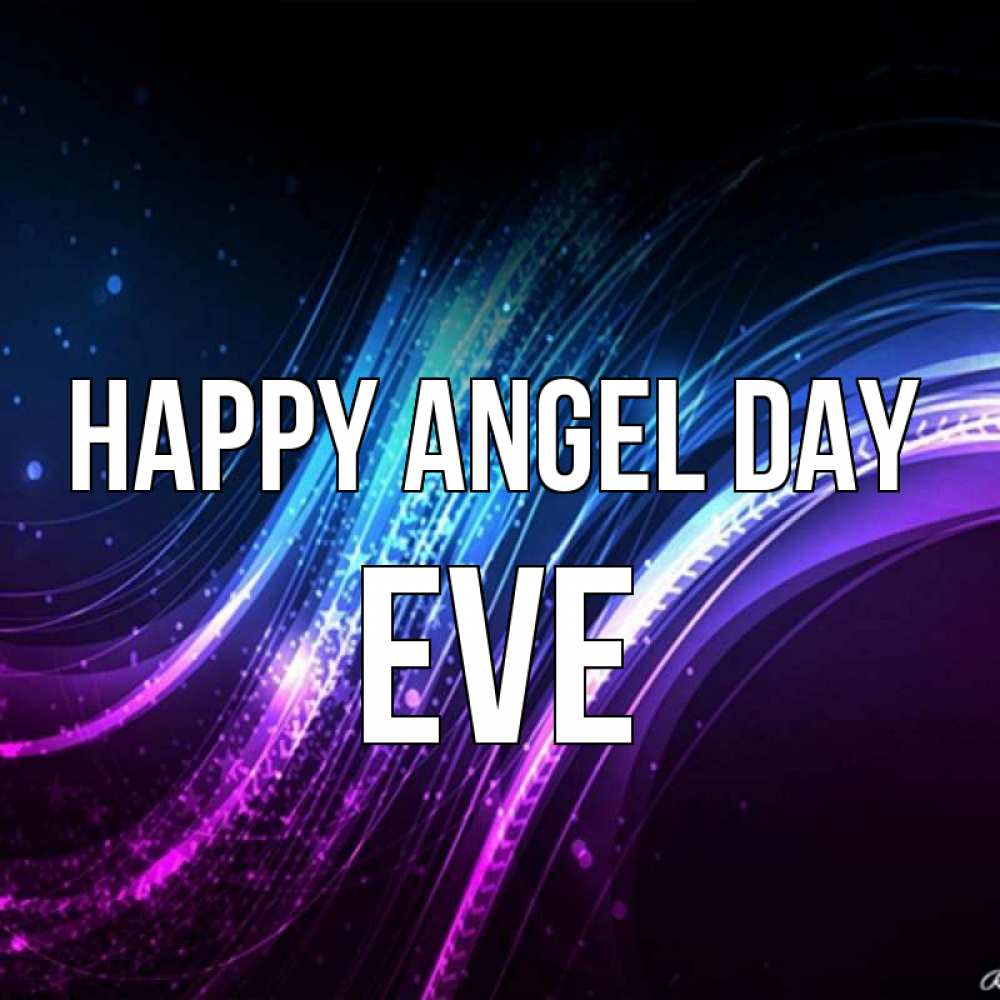 Greetings card с именем, Eve happy angel day фиолетовый фон Greetings with text for free download 