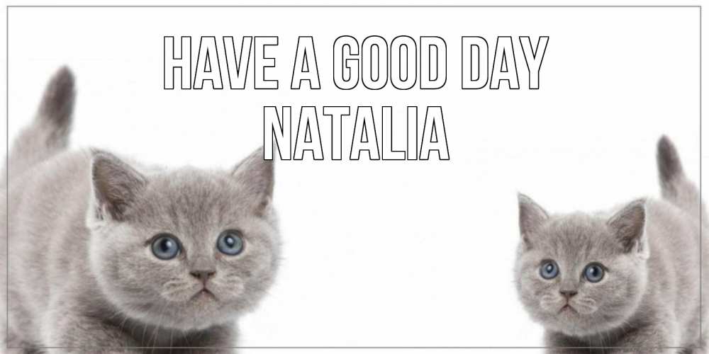 Greetings card с именем, Natalia Have a good day открытка с котами Greetings with text for free download 