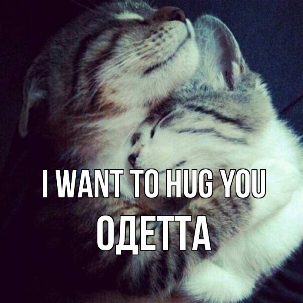 Greetings card с именем, Одетта I want to hug you полосатики Greetings with text for free download 