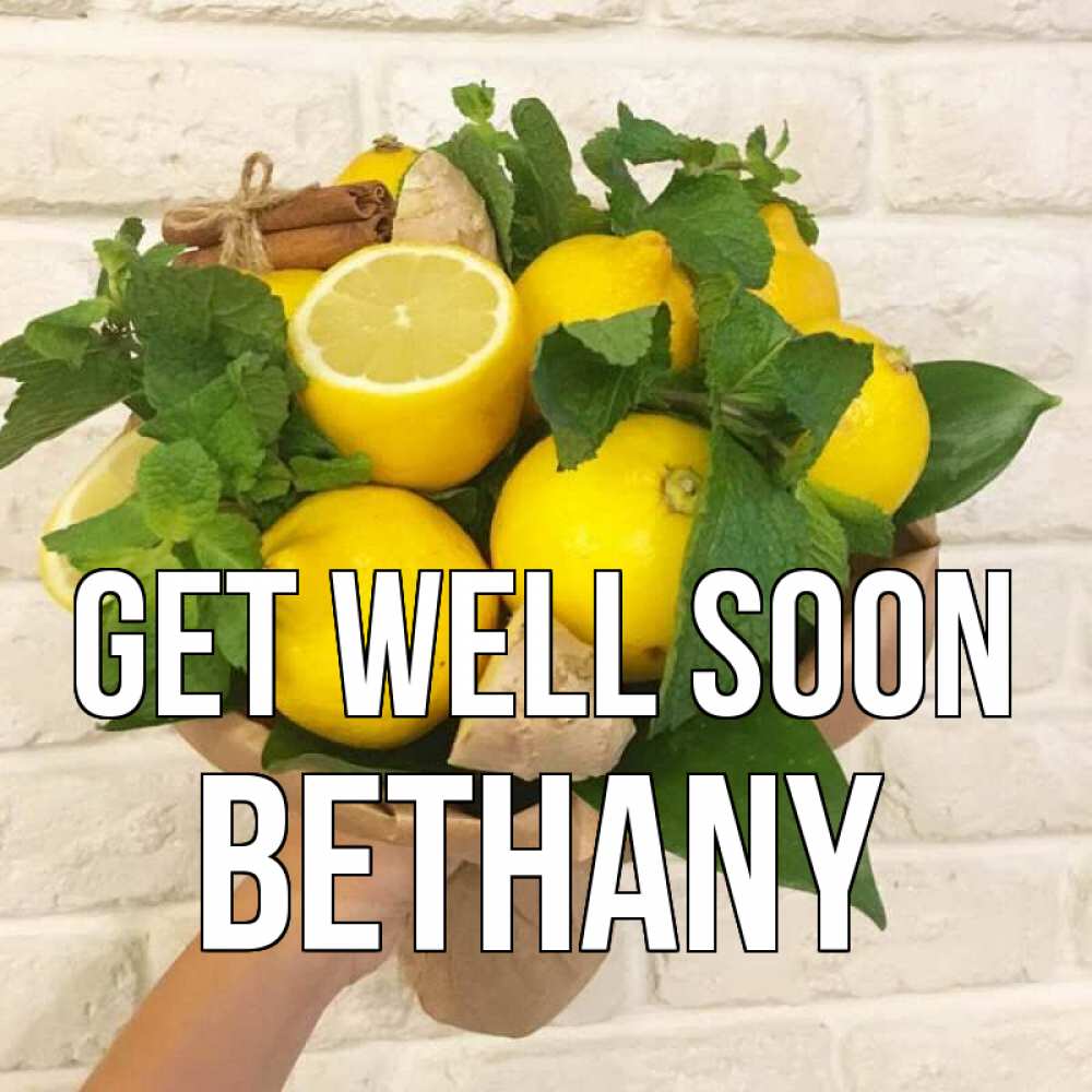 Greetings card с именем, Bethany Get well soon витамины Greetings with text for free download 