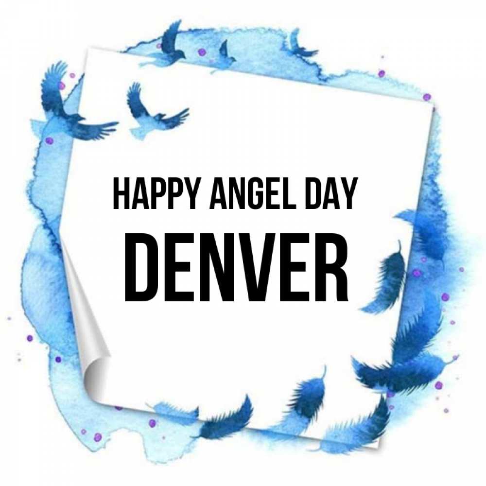 Greetings card с именем, Denver happy angel day красивые птицы летят Greetings with text for free download 
