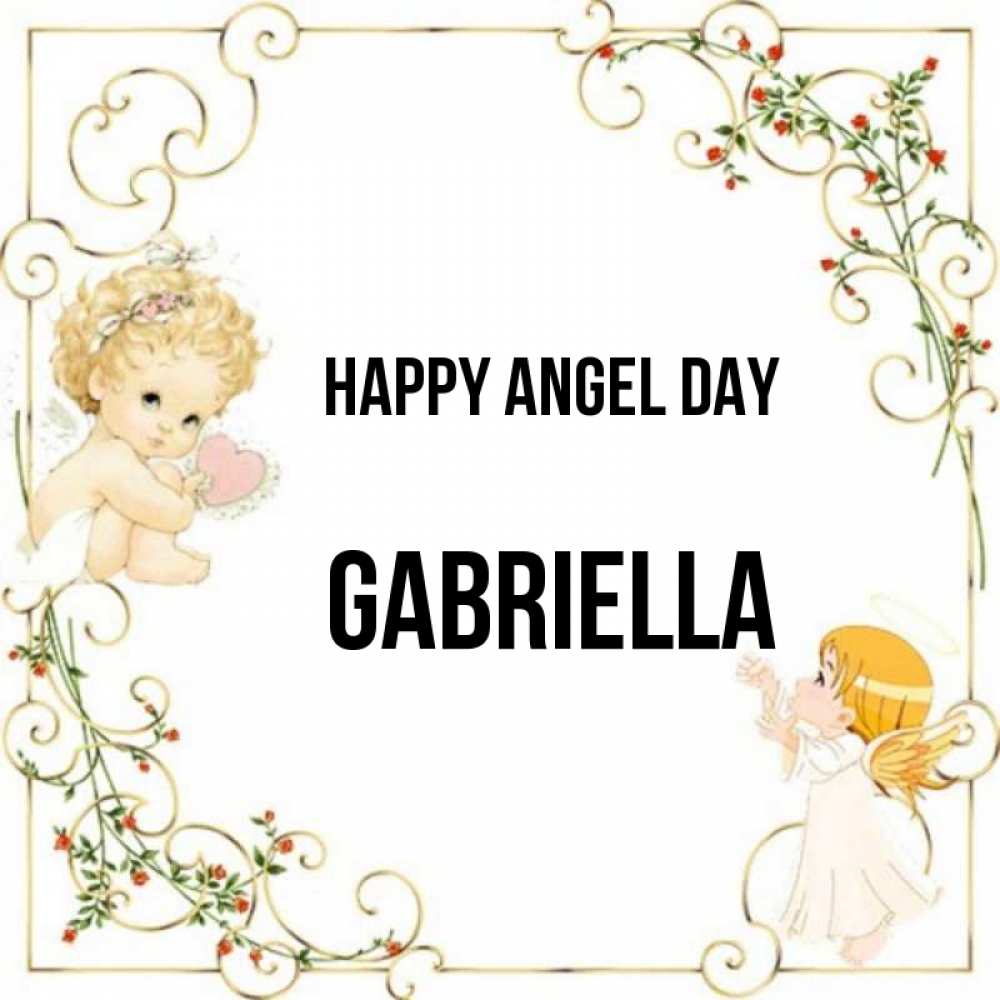 Greetings card с именем, Gabriella happy angel day ангелы желают прекрасных именин Greetings with text for free download 