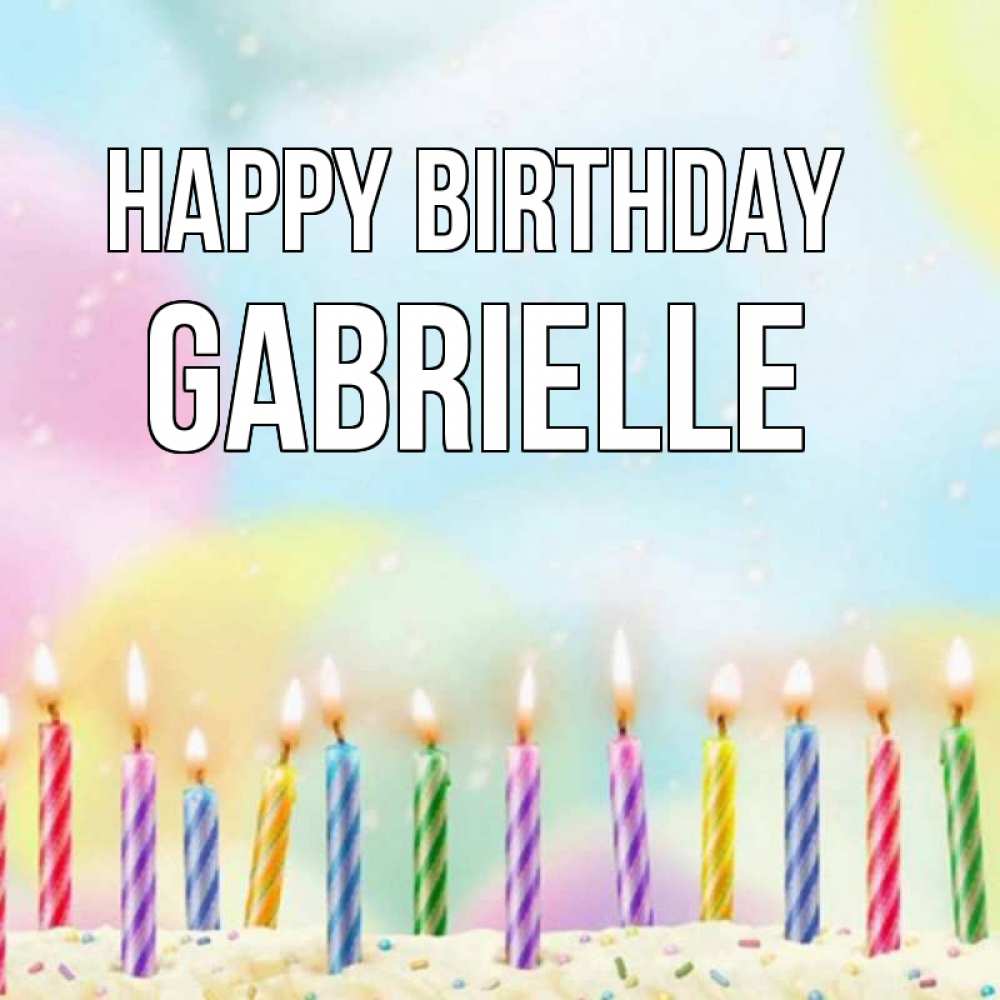 Greetings card с именем, Gabrielle Happy Birthday разноцветное Greetings with text for free download 
