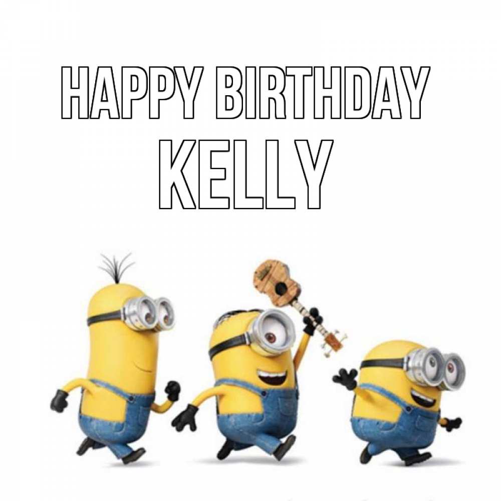 Greetings card с именем, Kelly Happy Birthday с гитарой Greetings with text for free download 