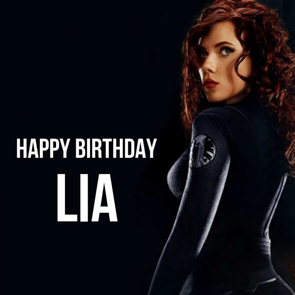 Greetings card с именем, Lia Happy Birthday Марвел черная вдова Greetings with text for free download 