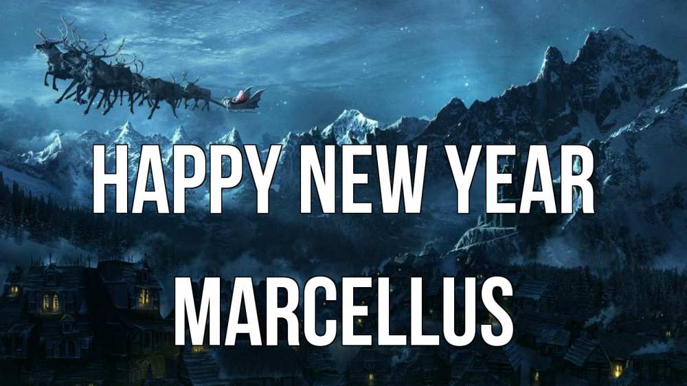 Greetings card с именем, Marcellus Happy New Year дед мороз олени Greetings with text for free download 