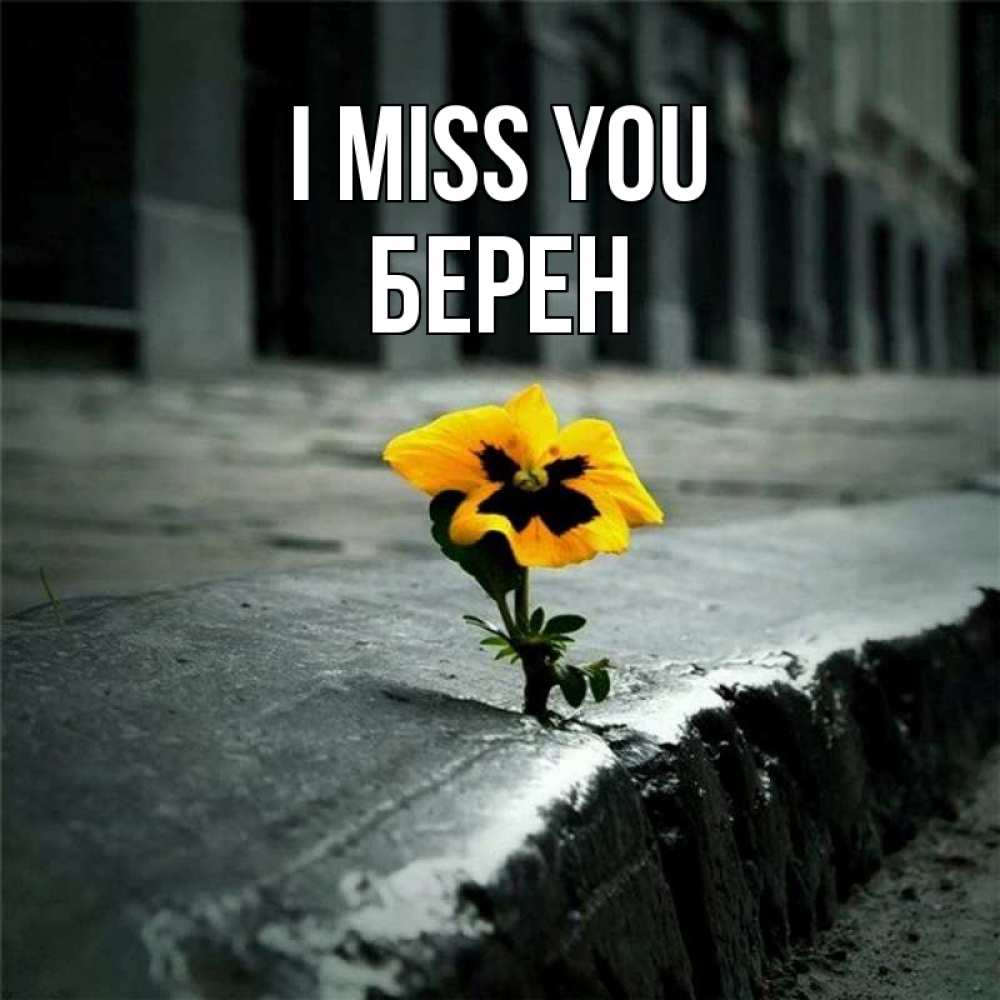 Greetings card с именем, Берен I miss you надеюсь будет лучше Greetings with text for free download 