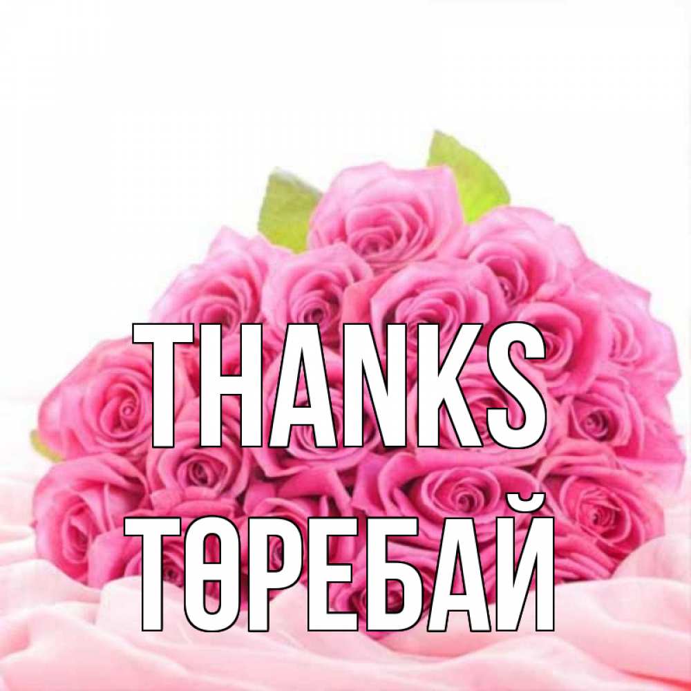 Greetings card с именем, Төребай Thanks розовые розы с подписью Greetings with text for free download 