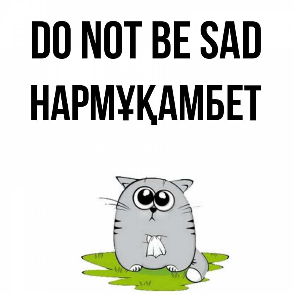 Greetings card с именем, НАРМҰҚАМБЕТ Do not be sad грустный котяра Greetings with text for free download 