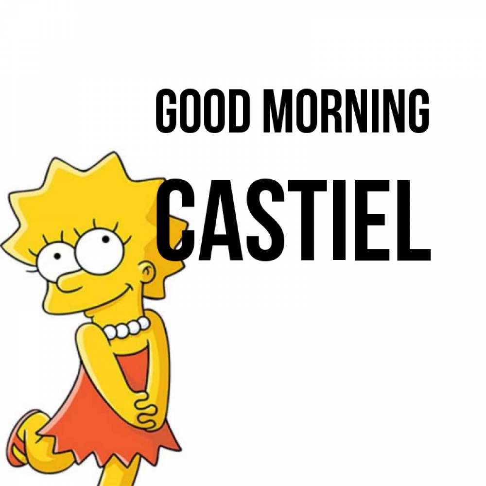 Greetings card с именем, Castiel Good morning в платье и ожерелье Greetings with text for free download 