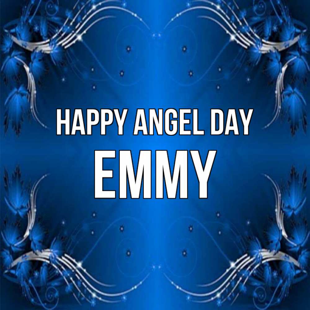 Greetings card с именем, Emmy happy angel day красивая рамочка с узорами Greetings with text for free download 