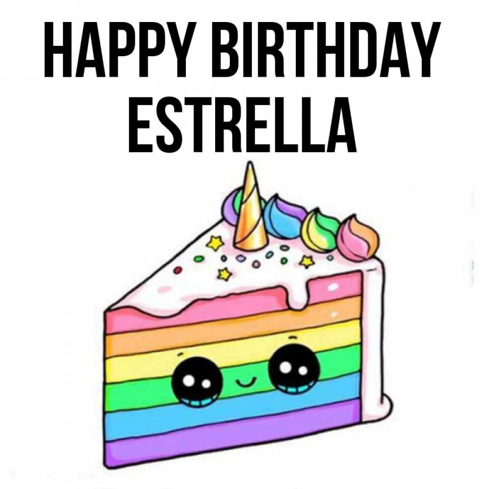 Greetings card с именем, Estrella Happy Birthday с днем варенья Greetings with text for free download 