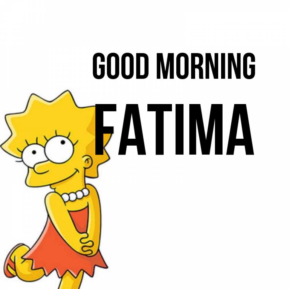 Greetings card с именем, Fatima Good morning в платье и ожерелье Greetings with text for free download 