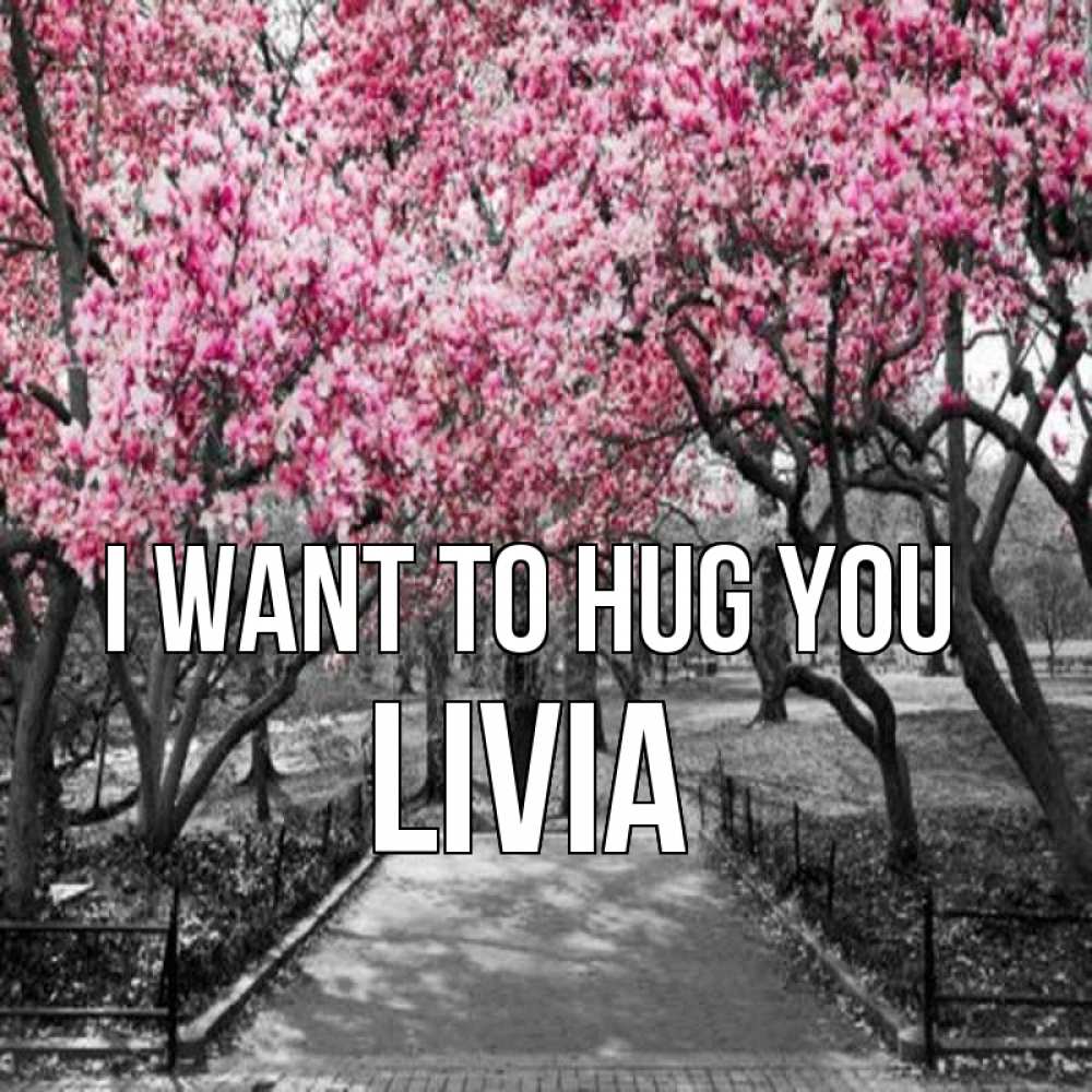Greetings card с именем, Livia I want to hug you обработанное фото Greetings with text for free download 