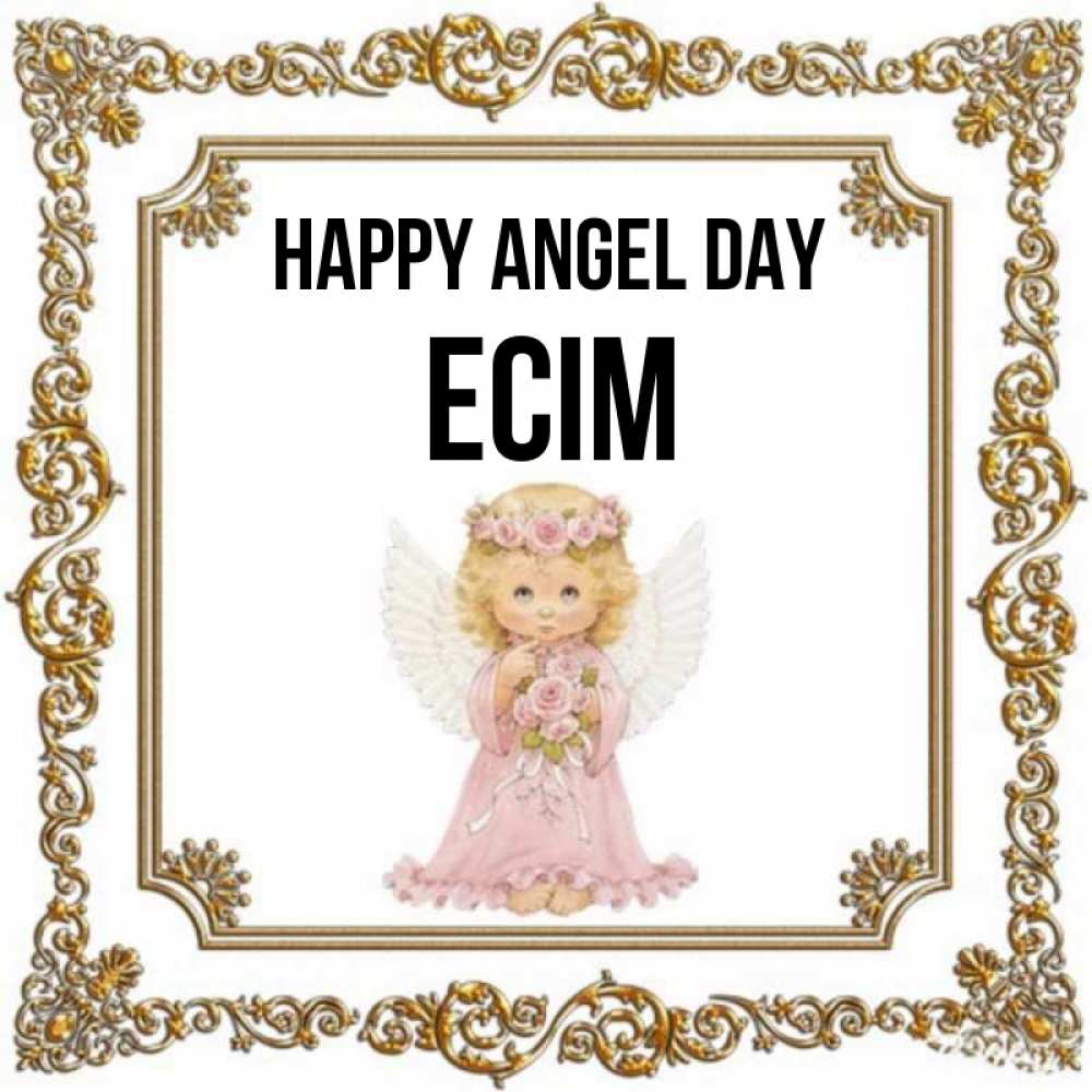 Greetings card с именем, Есім happy angel day девочка ангел с крыльями и цветами в розовом платье Greetings with text for free download 