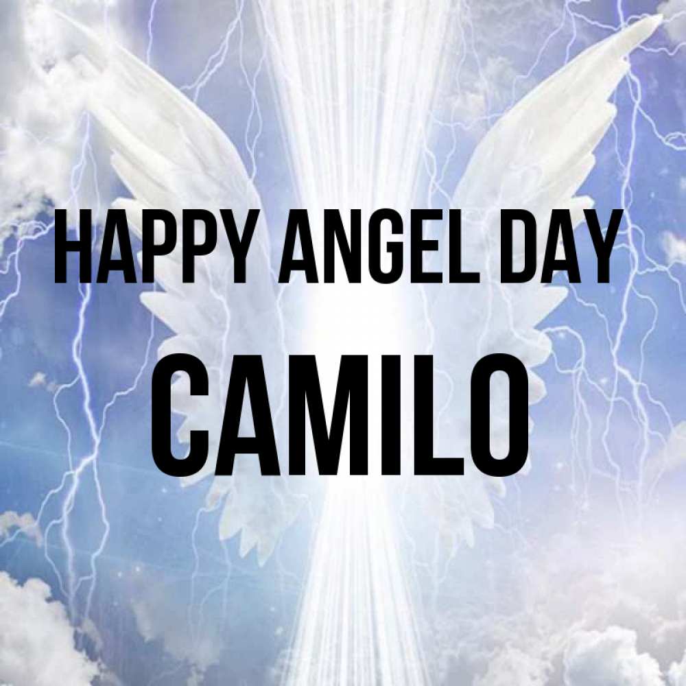 Greetings card с именем, Camilo happy angel day молнии на небе и свет Greetings with text for free download 