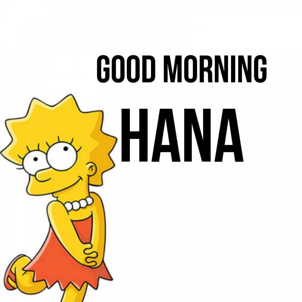 Greetings card с именем, Hana Good morning в платье и ожерелье Greetings with text for free download 