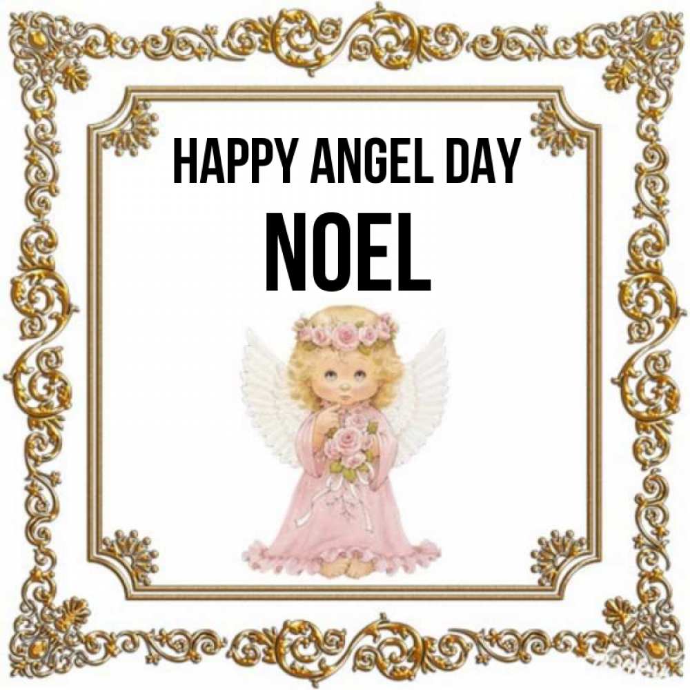 Greetings card с именем, Noel happy angel day девочка ангел с крыльями и цветами в розовом платье Greetings with text for free download 