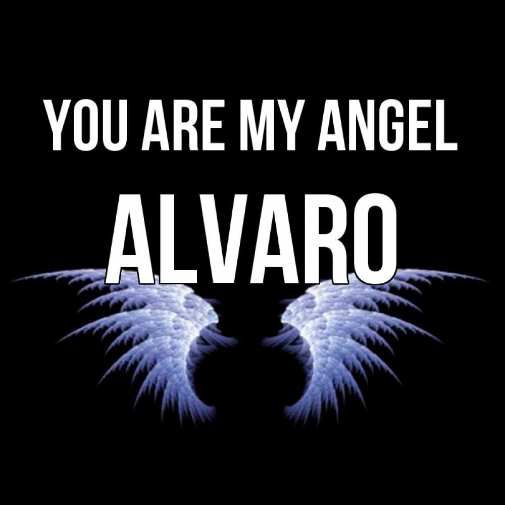 Greetings card с именем, Alvaro You are my angel ангельские крылья на черном фоне Greetings with text for free download 