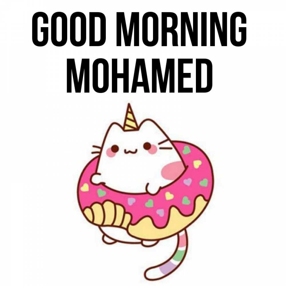 Greetings card с именем, Mohamed Good morning кот в бублике Greetings with text for free download 