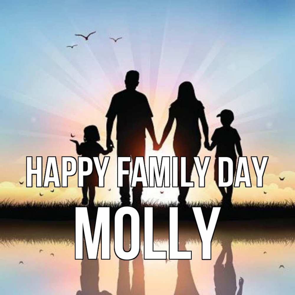 Greetings card с именем, Molly happy family day сын, дочка, мама, папа, море , закат Greetings with text for free download 
