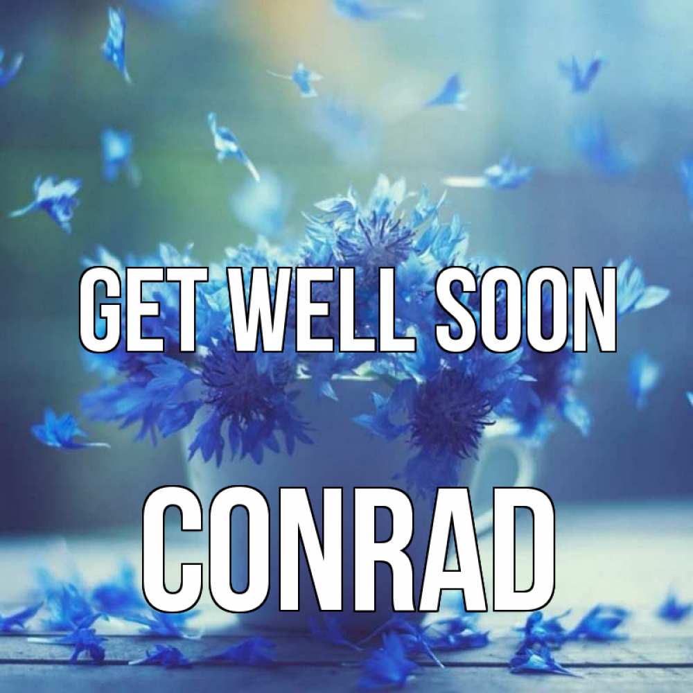 Greetings card с именем, Conrad Get well soon кружка с зельем и цветами Greetings with text for free download 