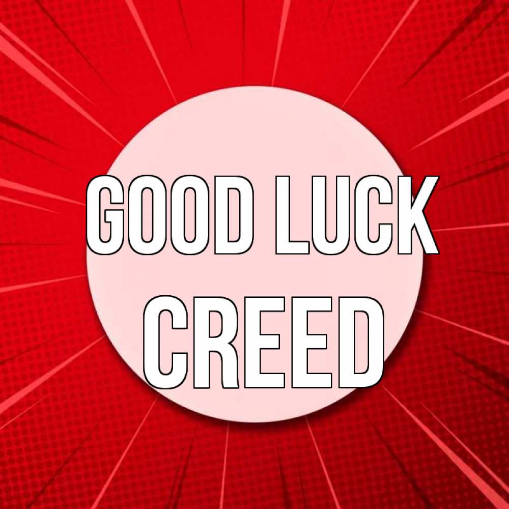Greetings card с именем, Creed Good luck розовая кнопка Greetings with text for free download 