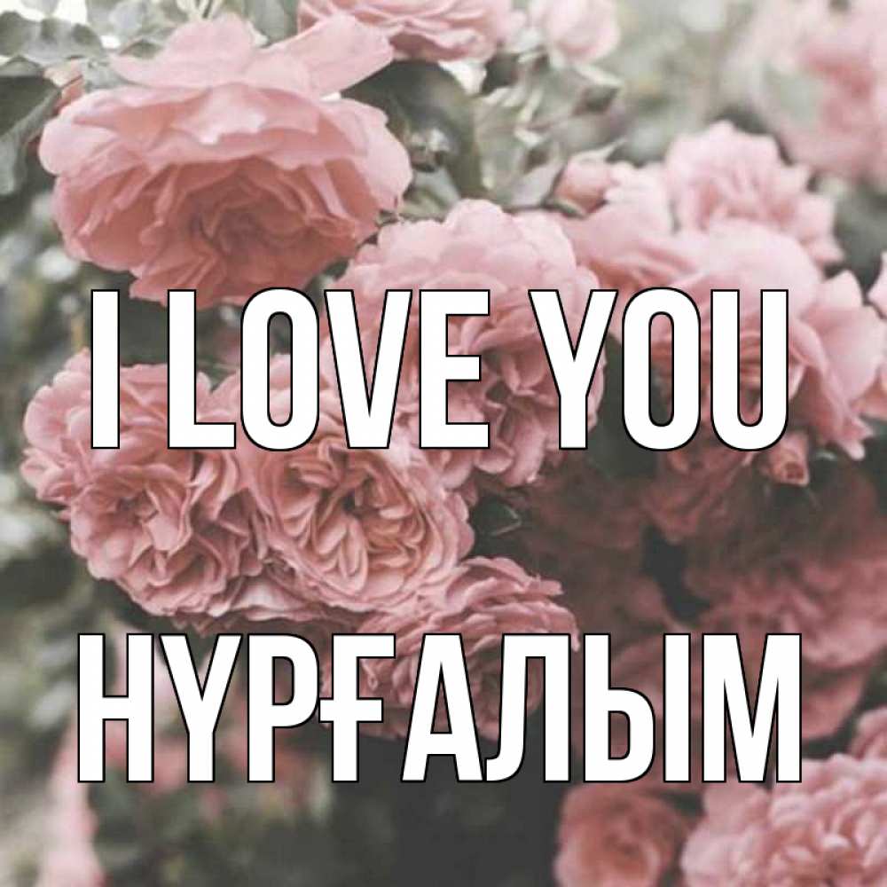 Greetings card с именем, НҮРҒАЛЫМ I love you розы 3 Greetings with text for free download 