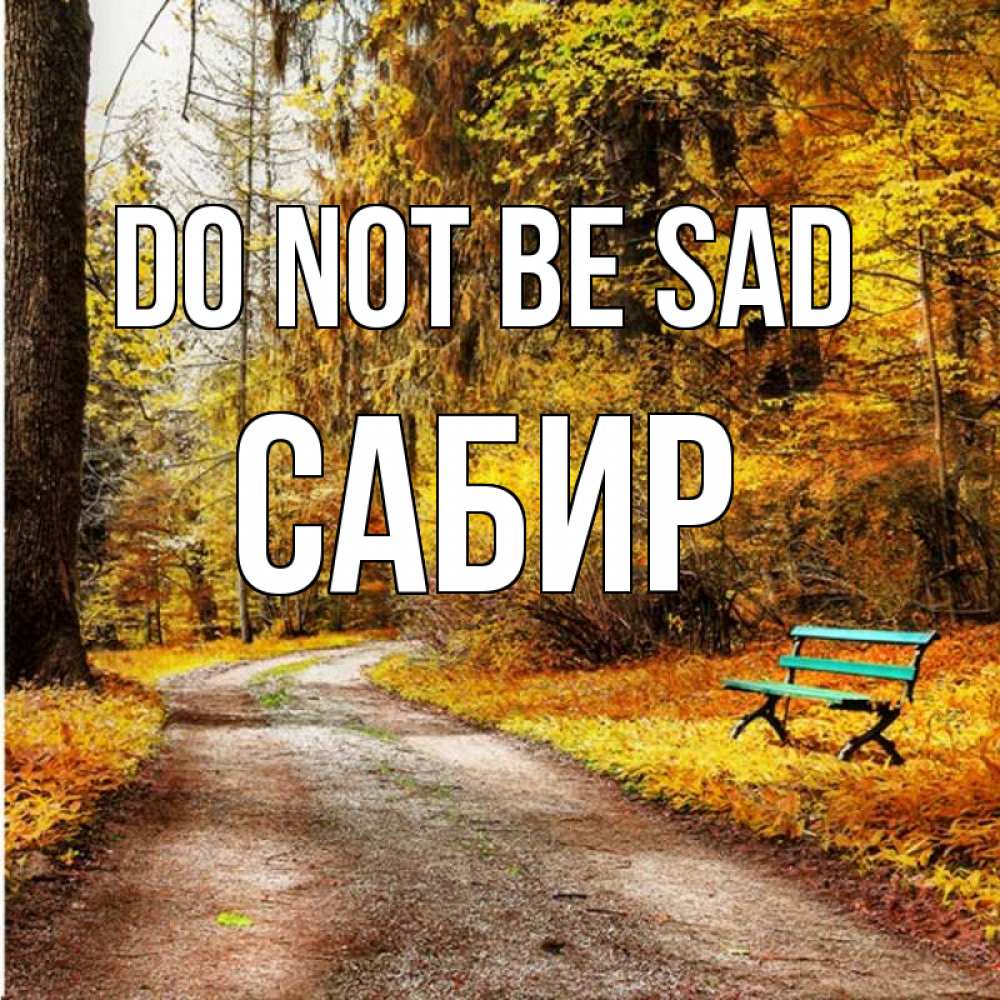 Greetings card с именем, Сабир Do not be sad зеленая лавочка Greetings with text for free download 