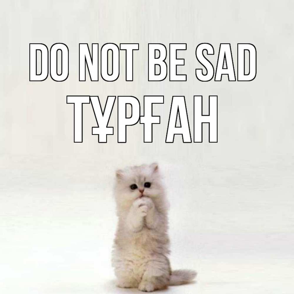 Greetings card с именем, ТҰРҒАН Do not be sad грустный кот Greetings with text for free download 