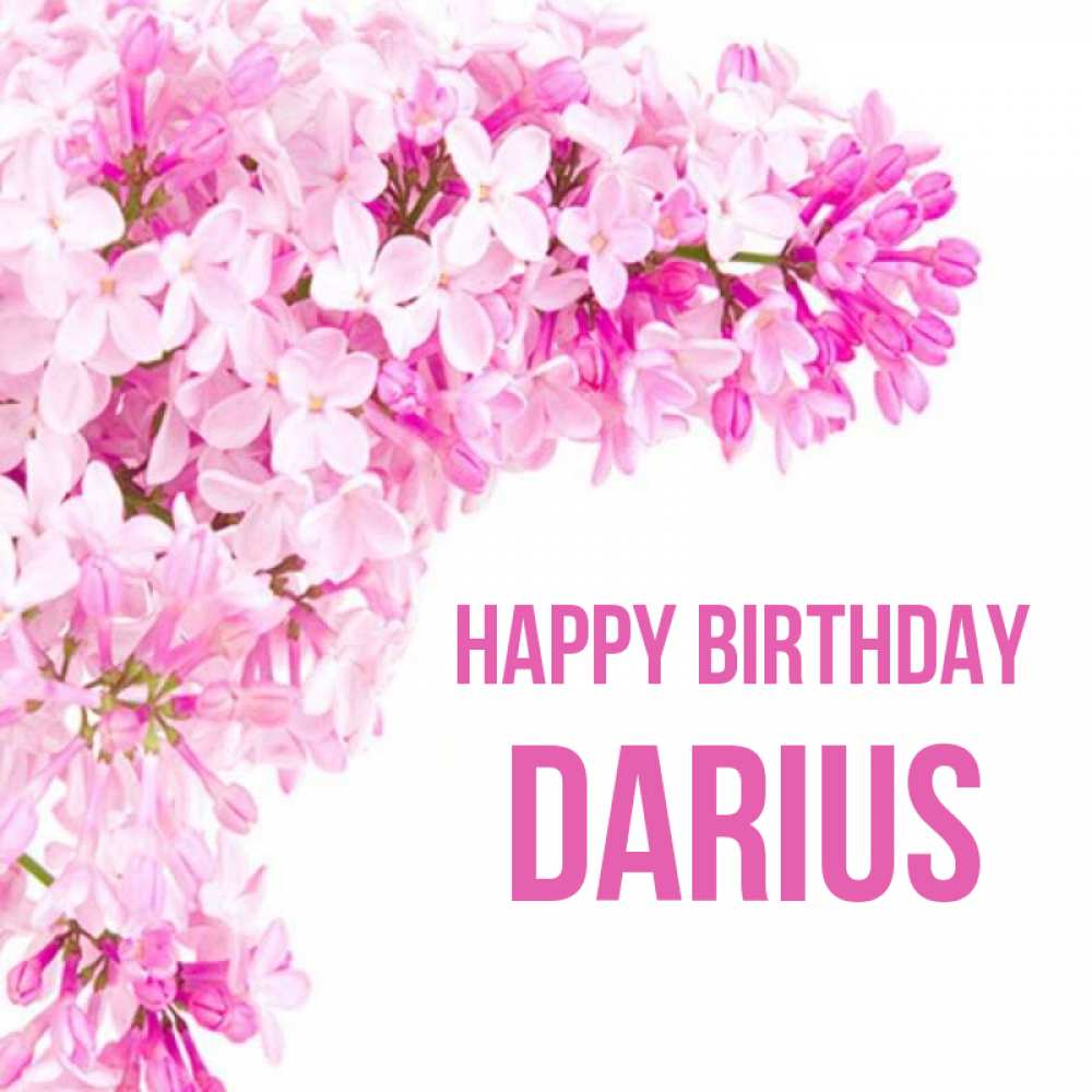 Greetings card с именем, Darius Happy Birthday Сирень на белом фоне Greetings with text for free download 