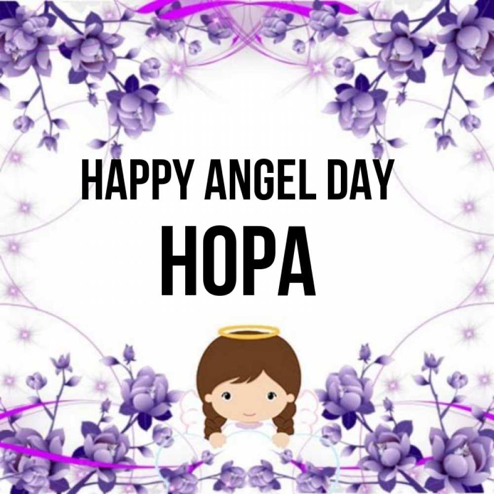 Greetings card с именем, Нора happy angel day с именинами в рамочке Greetings with text for free download 