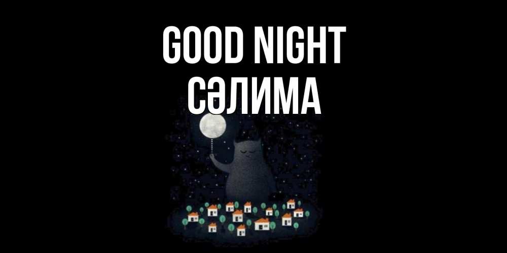 Greetings card с именем, СӘЛИМА Good night кот,луна, ночь, звезды Greetings with text for free download 
