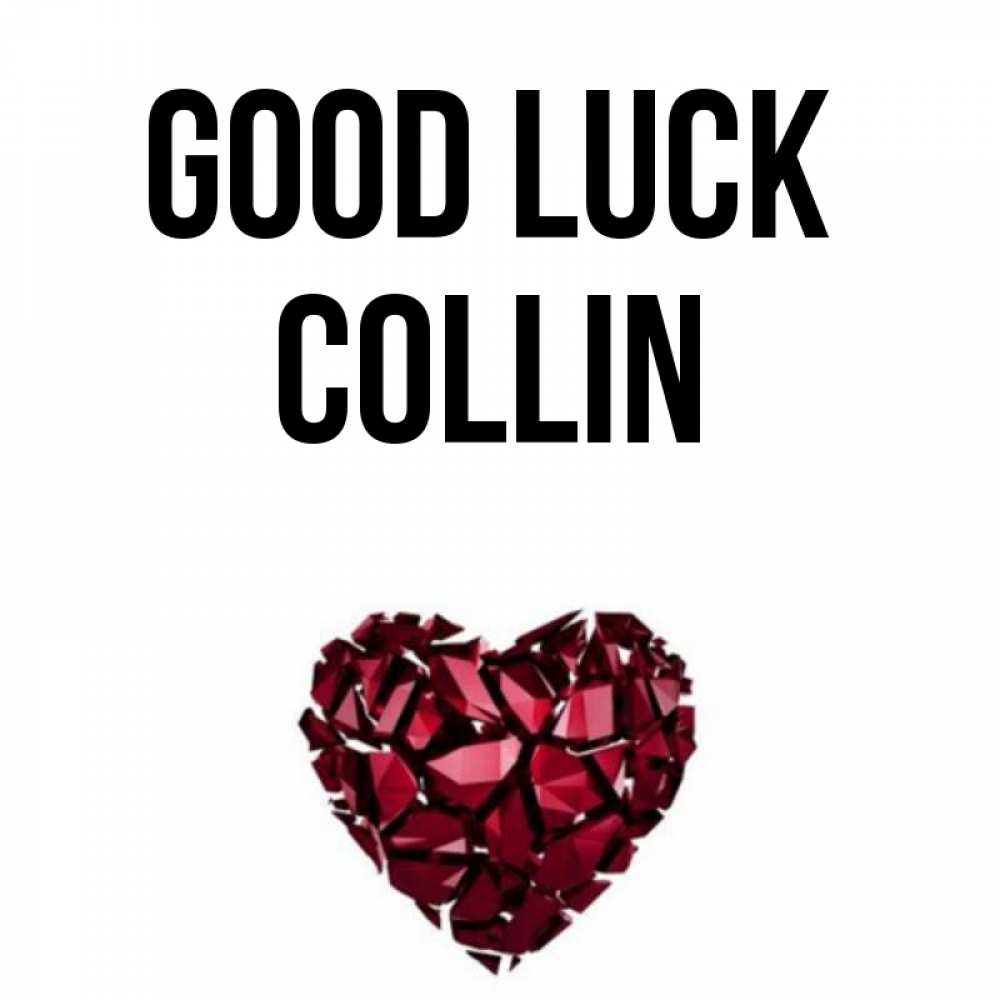 Greetings card с именем, Collin Good luck бордовое из кристаллов  1 Greetings with text for free download 