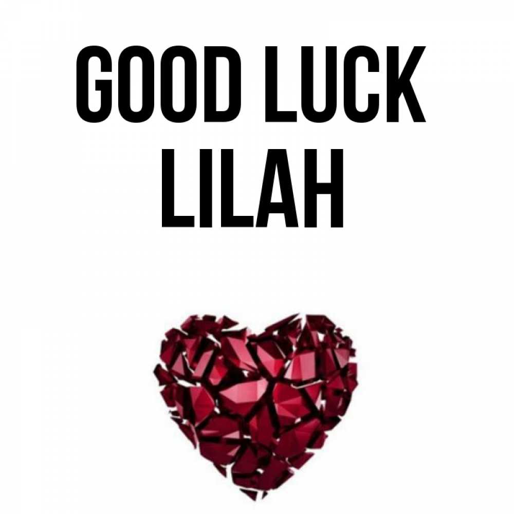 Greetings card с именем, Lilah Good luck бордовое из кристаллов  1 Greetings with text for free download 