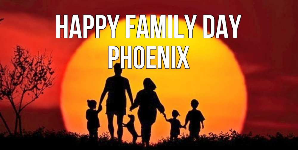 Greetings card с именем, Phoenix happy family day закат, семья Greetings with text for free download 