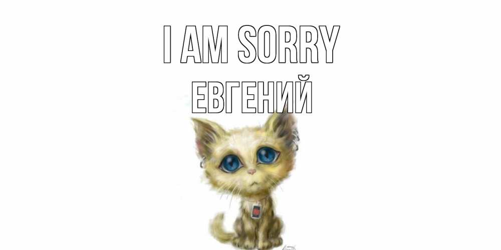 Greetings card с именем, Евгений I am sorry прости меня открытка с котиком Greetings with text for free download 