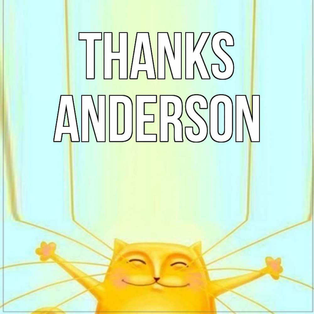 Greetings card с именем, Anderson Thanks кот с усами благодарит Greetings with text for free download 