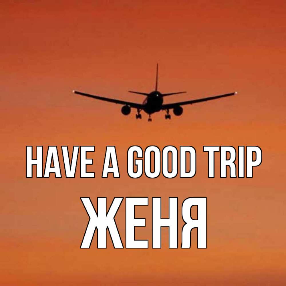 Greetings card с именем, Женя Have a good trip силуэт самолета Greetings with text for free download 