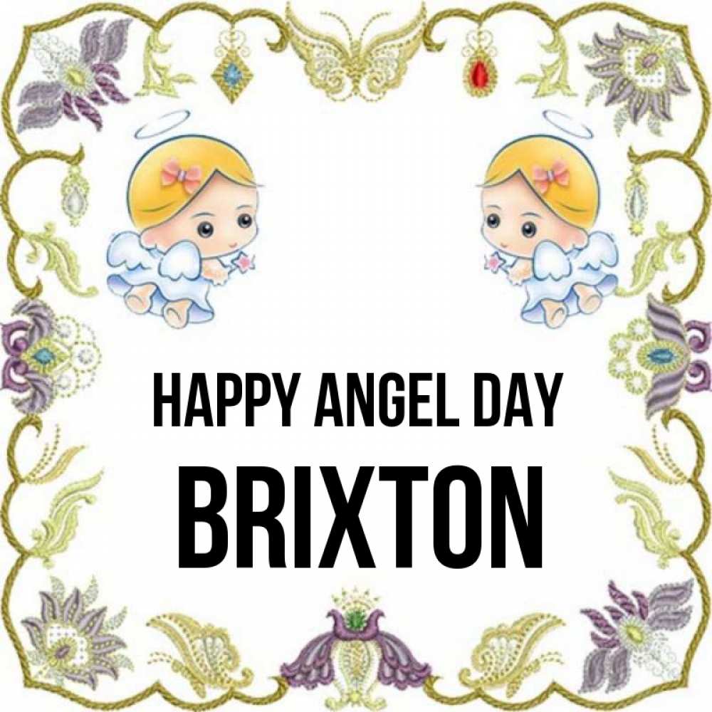 Greetings card с именем, Brixton happy angel day маленькие ангелы с крылышками Greetings with text for free download 
