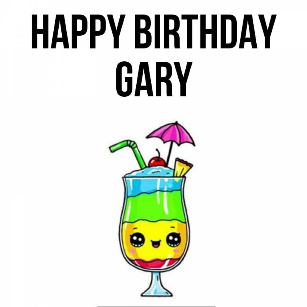 Greetings card с именем, Gary Happy Birthday с зонтиком Greetings with text for free download 