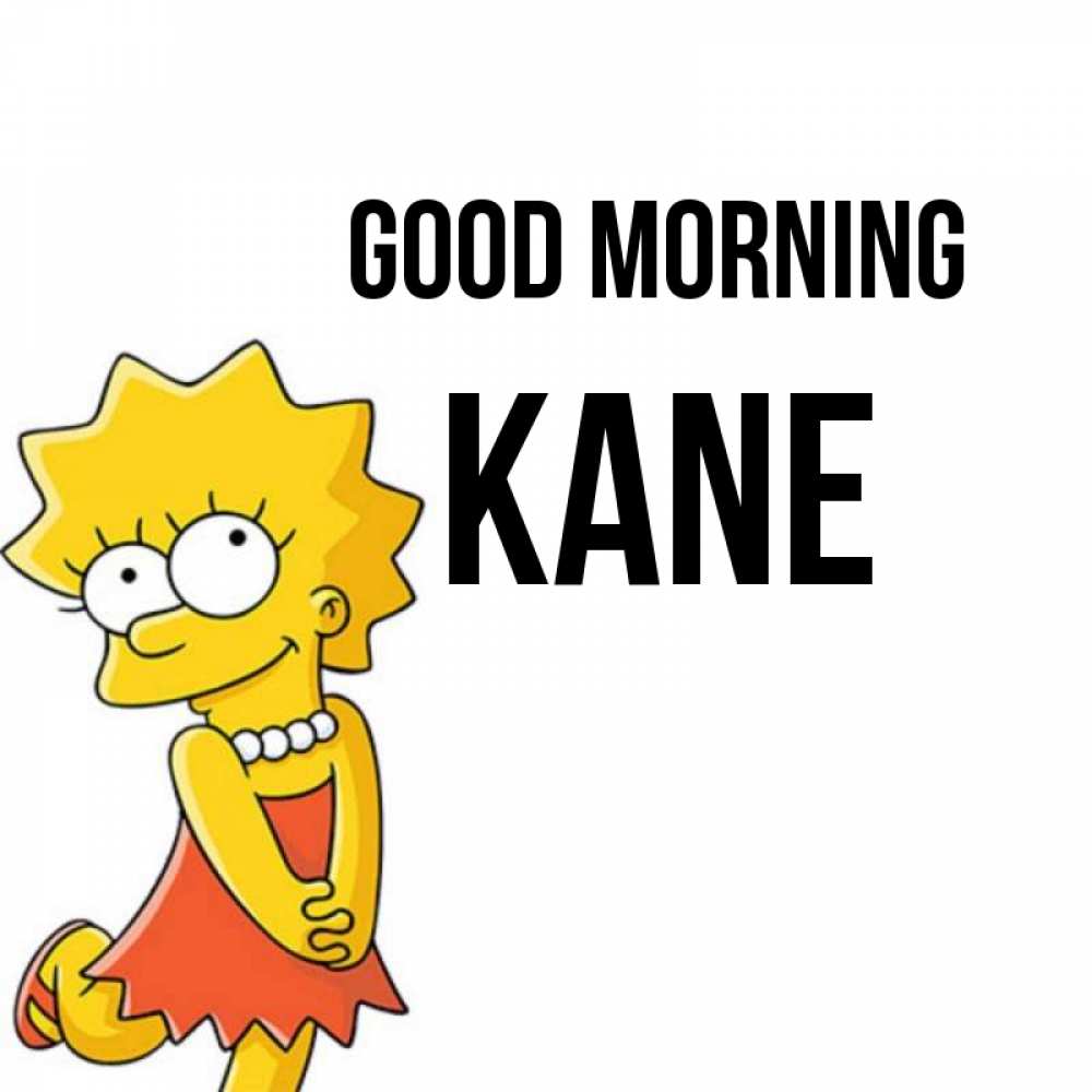 Greetings card с именем, Kane Good morning в платье и ожерелье Greetings with text for free download 