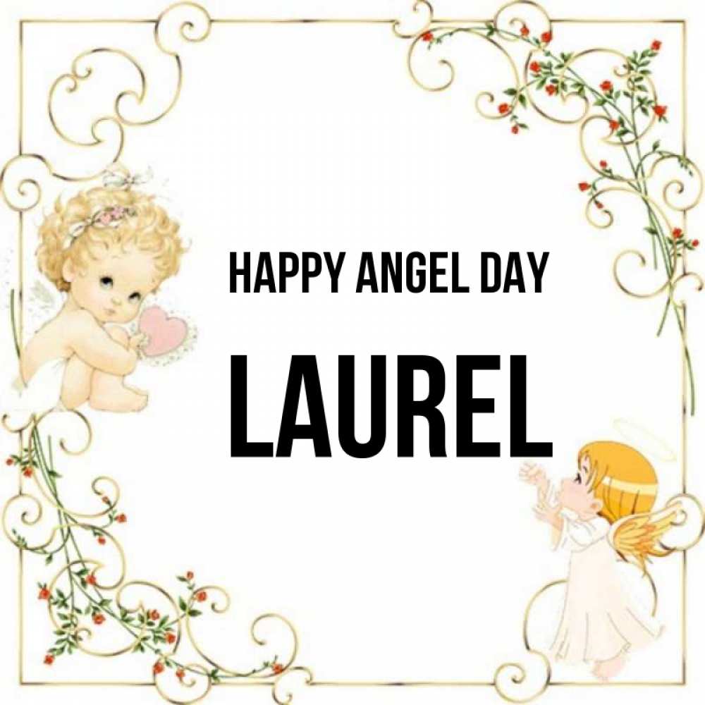 Greetings card с именем, Laurel happy angel day ангелы желают прекрасных именин Greetings with text for free download 