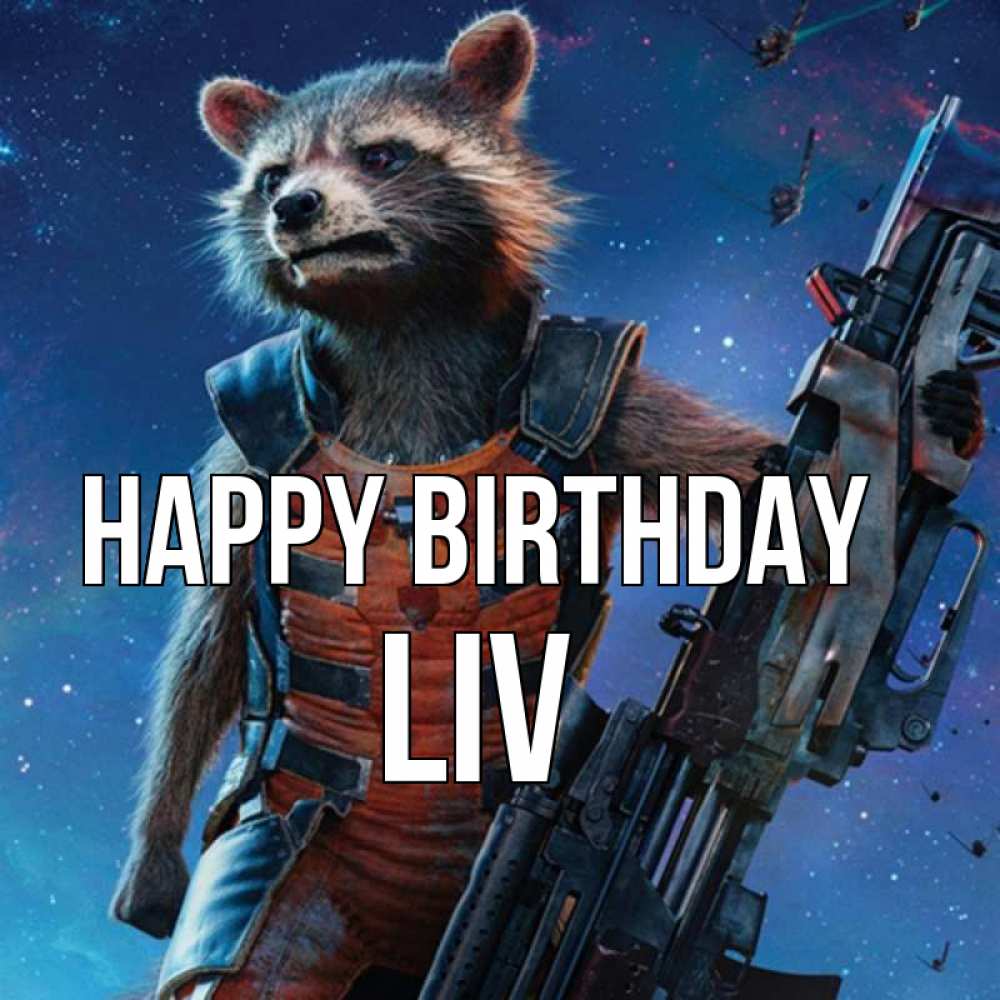 Greetings card с именем, Liv Happy Birthday реактивный Рокета Greetings with text for free download 